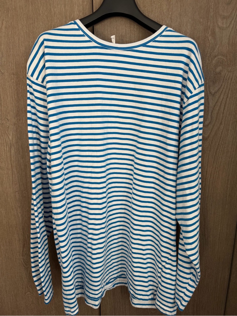 Women’s Blue and White Striped Long-Sleeve Shirt